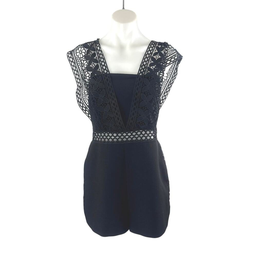 Topshop Sandra Black Floral Lace Sleeveless Playsuit Overall Romper Jumpsuit 6